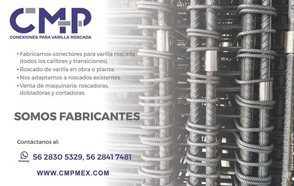 Fabricamos conectores para varilla roscada (todos los calibres y transiciones) Roscado de varilla en obra o planta Nos adaptamos a roscados existentes Venta de maquinaria